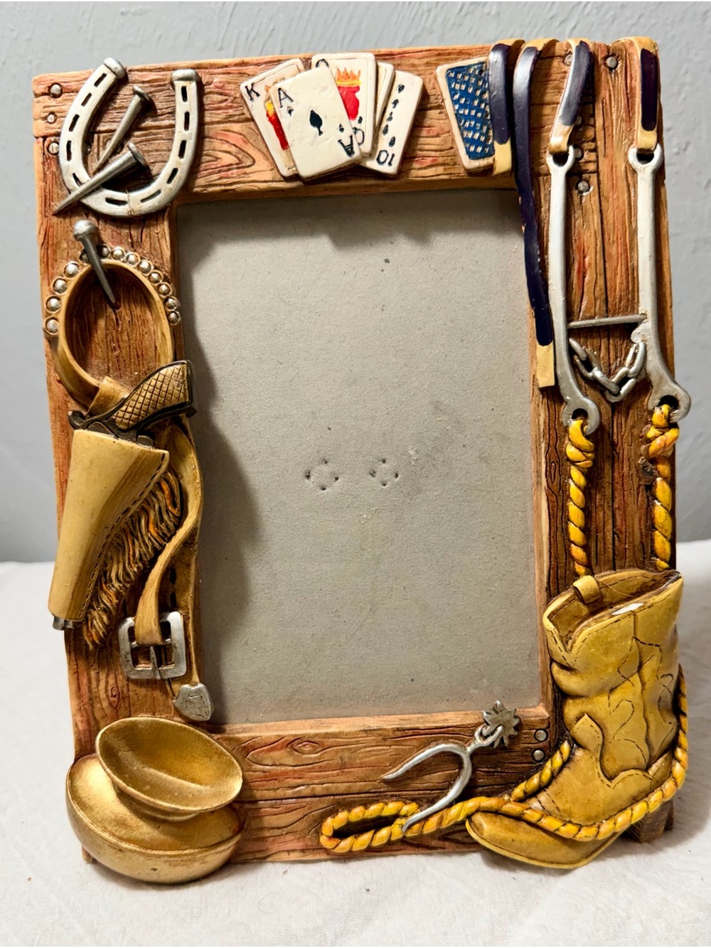 Vintage Western Cowboy Themed Decorative Photo Frame - Brown & Yellow